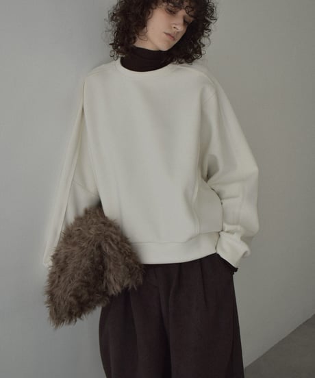 tops-02577 Raglan Sleeve Sweatshirt Top Ecru Brown Gray
