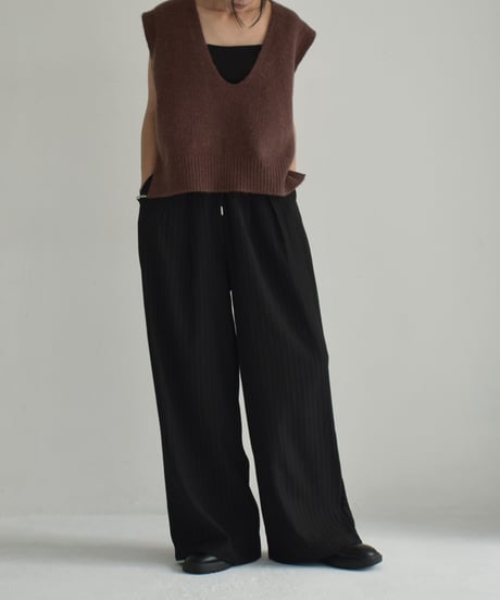 knit-02279　U-Neck Vest Gray Brown Black