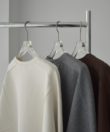 tops-02577 Raglan Sleeve Sweatshirt Top Ecru Brown Gray