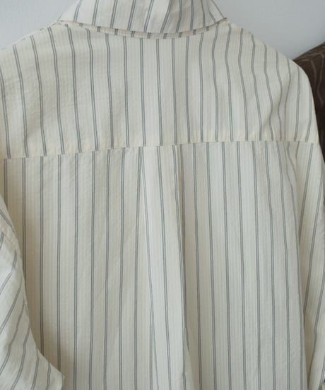 tops-02605 Stripe Shirt Ecru Brown