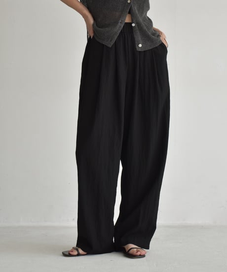 bottoms-02292  Washer Tuck Easy Pants  Light Gray Beige Gray Black