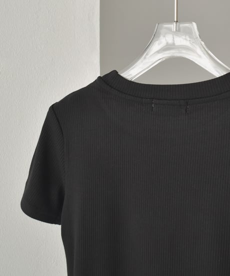 tops-02491　Rib Fitted T-shirt　White Gray Black