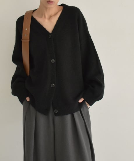 knit-02293　Knitted Cardigan With Scarf　Brown Gray Black