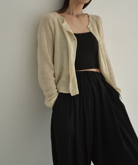 knit-02270　Linen-blend Summer Knit Cardigan Beige Black Gray