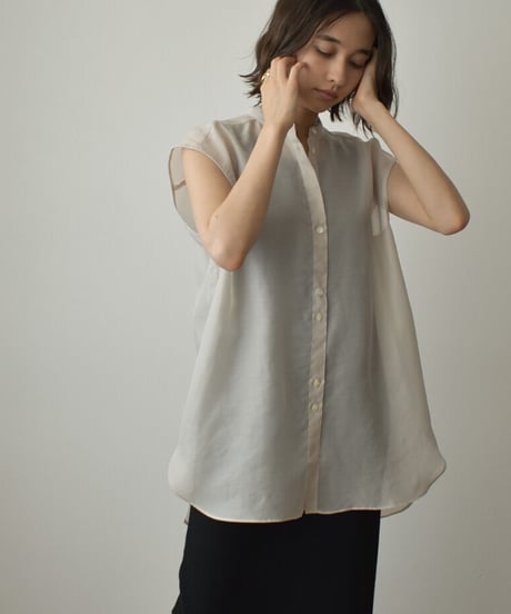 tops-04126 MADE IN JAPAN SHEER SLEEVELESS SHIRT