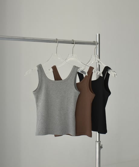 tops-02547　2way Square Tank Top  Gray Brown Black