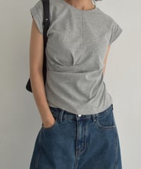 nh-tops-02562  Tack Design T-shirt White  Dusty Blue  Gray  Black