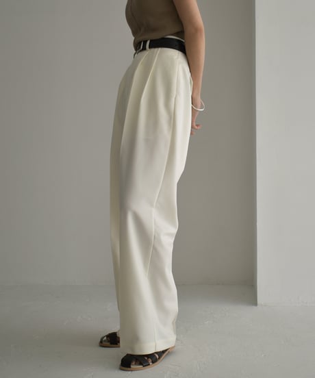 bottoms-12010　Tucked Wide Pants Ecru Gray Black