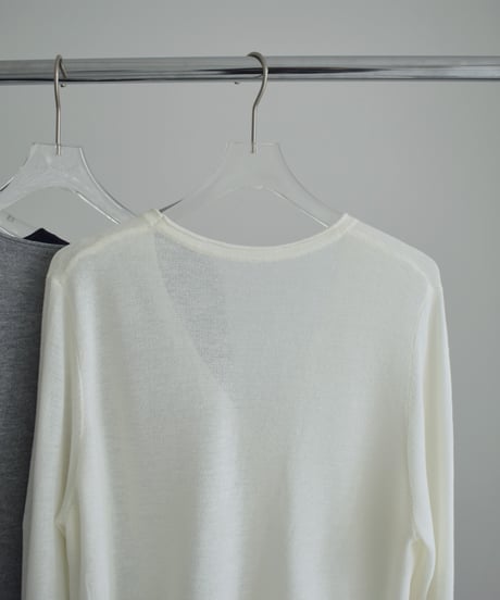 nh-knit-02380 Linen Blend Sheer Knit Cardigan  Ecru Gray Navy