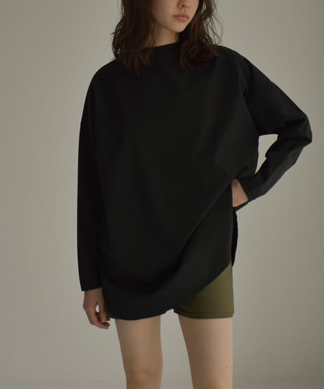 swim-04014　Made in Japan Round Hem Rash Guard　Greige　Black