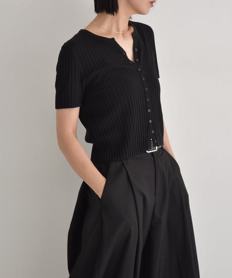 knit-02331　Rib Knit compact Cardigan Off-white Lightgray Darkgray Black