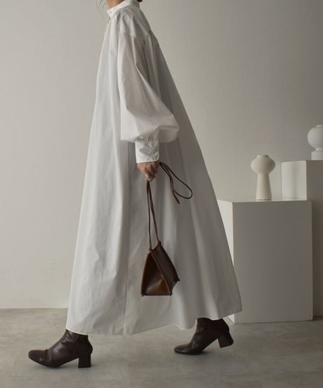 onepiece-04043 MADE IN JAPAN VOLUME SLEEVE KAFTAN DRESS White