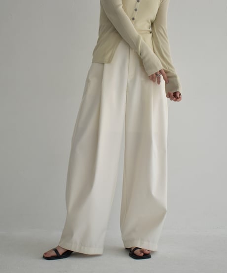bottoms-02266　Tuck Wide Pants  Ecru Mochabeige Black