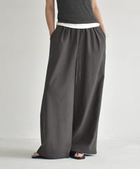bottoms-02281　Easy Wide Pants　White Gray