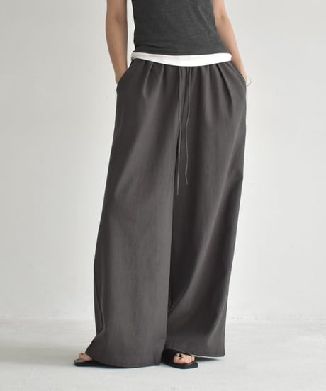 bottoms-02281　Easy Wide Pants　White Gray