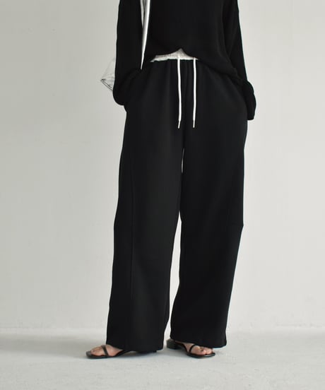 bottoms-02243　Bicolor Waist Relax Pants Greige Navy Black