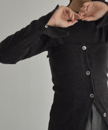 tops-04140　Made in Japan High Neck Knit Pullover　Greige　Charcoal　Black