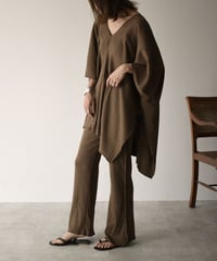 tops-04040　 MADE IN JAPAN COTTON LINEN RIB CAFTAN