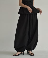 bottoms-02242　Waist Gathered Balloon Pants White Black