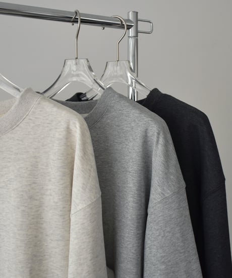 【UNISEX】tops-02591 Cutoff Design Sweat Pullover Oatmeal Light Gray Dark Gray