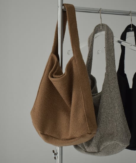bag2-02659　One-Handle Bouclé Bag Brown Mocha Black