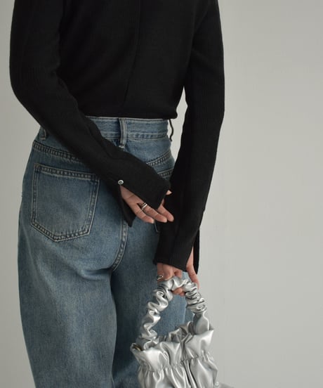 tops-04140　Made in Japan High Neck Knit Pullover　Greige　Charcoal　Black