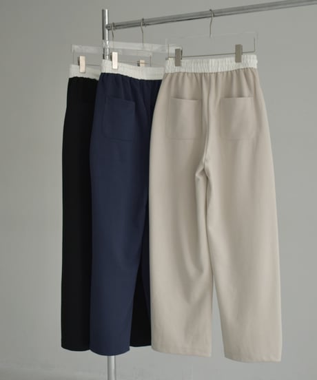 bottoms-02243　Bicolor Waist Relax Pants Greige Navy Black