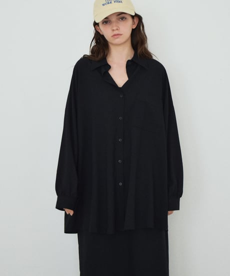 tops-02609 Oversized Loose Shirt White Blue Black