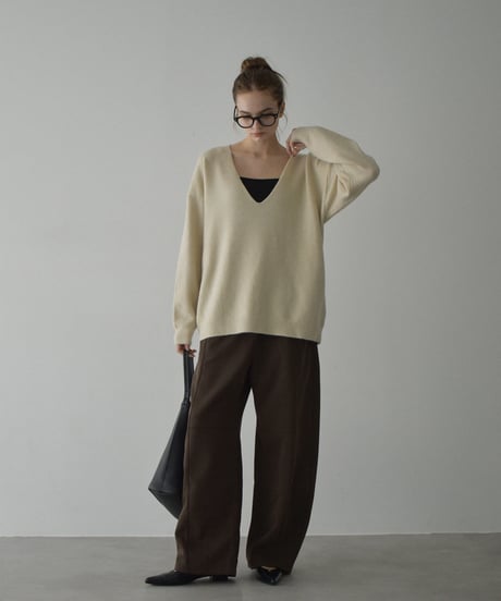 bottoms-02300 Relax Curve Pants Gray Brown Black