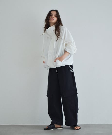 outer-02099 Nylon Zip Hoodie White Greige