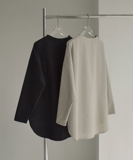 swim-04014　Made in Japan Round Hem Rash Guard　Greige　Black
