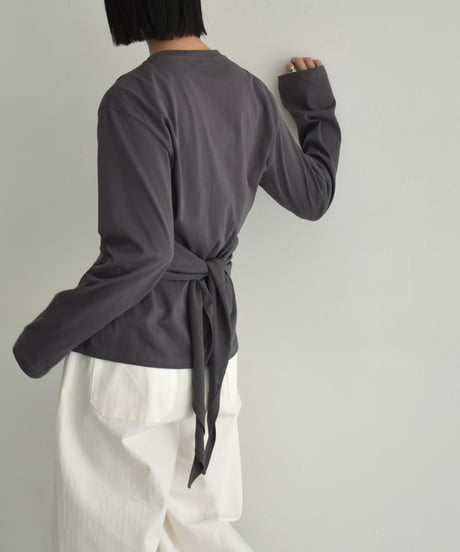 tops-02536　Layered Cut and Sew　White Charcoal