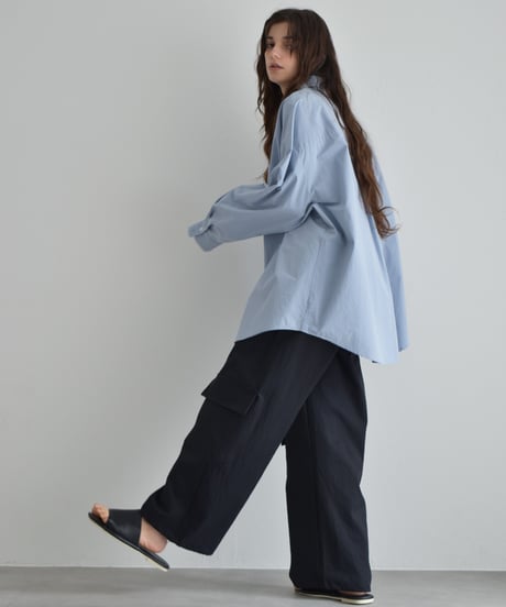 bottoms-02317 Wide Cargo Pants Ecru Dark Navy