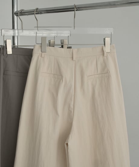 bottoms-02265    Wrap waist tuck wide pants Ecru Khaki-gray Black