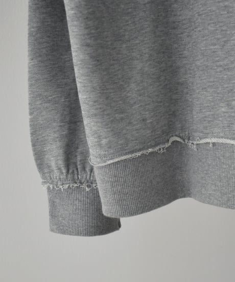 【UNISEX】tops-02591 Cutoff Design Sweat Pullover Oatmeal Light Gray Dark Gray