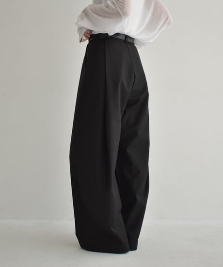 bottoms-02266　Tuck Wide Pants  Ecru Mochabeige Black