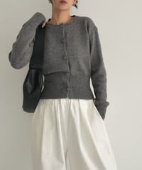 knit-02277　Wrapped button design knit Cardigan Gray Black