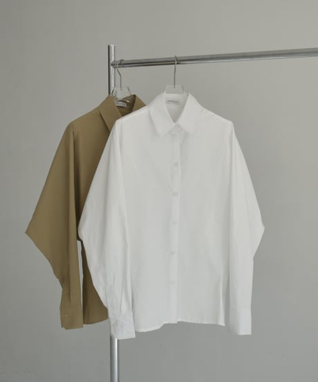 tops-02529  Back Button Design Shirt  White   Beige