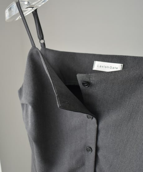 tops-12011　Front Button Camisole Tops Gray