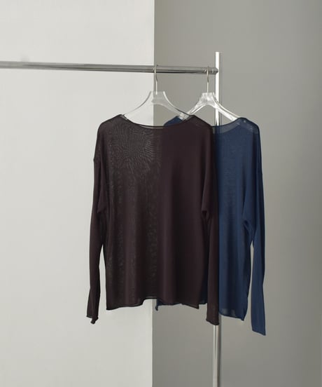 knit-02334　Loose Sheer Knit　Brown Navy