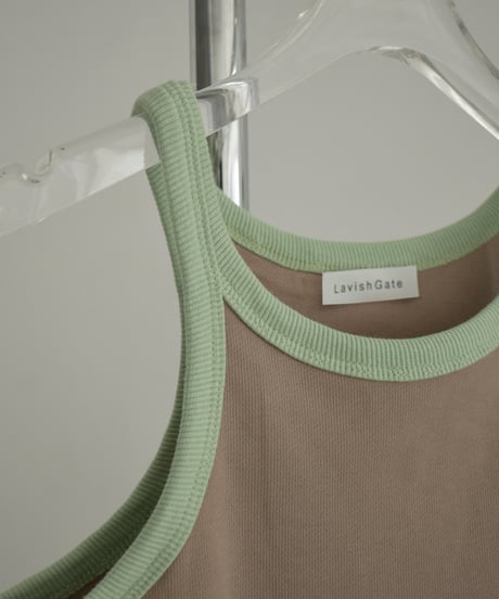 tops-02481　Bi-Color Amesri Tank Mocha Charcoal