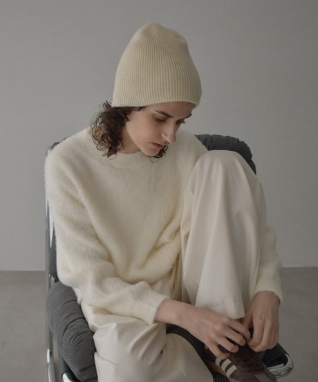 mb-cap-02065 Rib Knit Beanie Ecru Brown Dark Gray