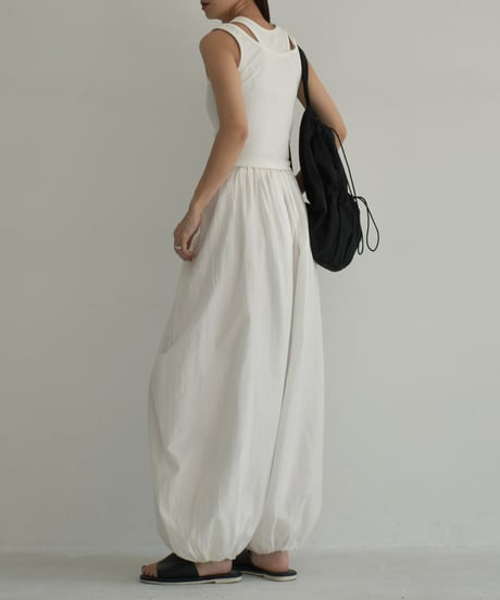 tops-02496　Layered Design Tank Top White Black