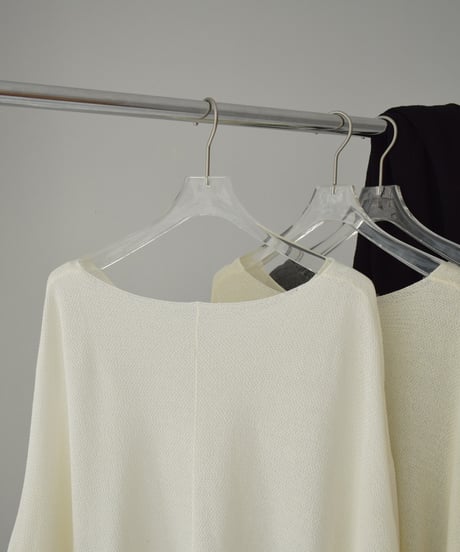 knit-02326　Linen Blend Half Sleeve Mesh Pullover  White Ecru Gray Black