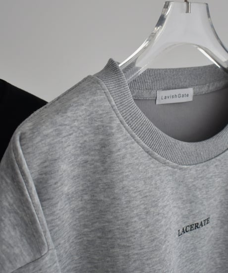 【UNISEX】 tops-02590　"SOT SO FAR" Logo Pullover Gray Black