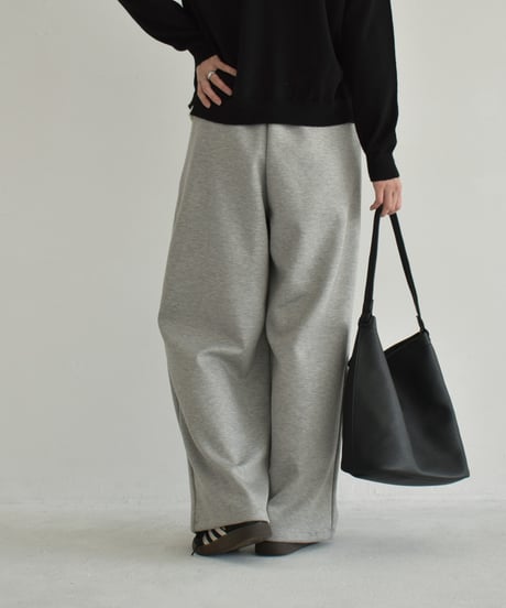 bottoms-02275　Waist Tuck Relaxed Wide Pants　Gray Charcoal Black