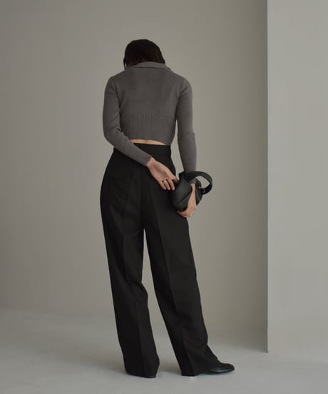 knit-02257　Double Zip Compact Ribbed Knit　Sax　Grey