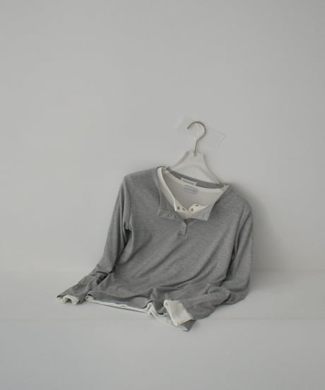 nh-tops-02567　Henry Neck Ribbed Tops  White Gray Dark-Gray Black