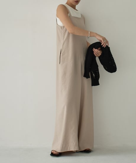 onepiece-02084　Asymmetrical Design Salopette Beige