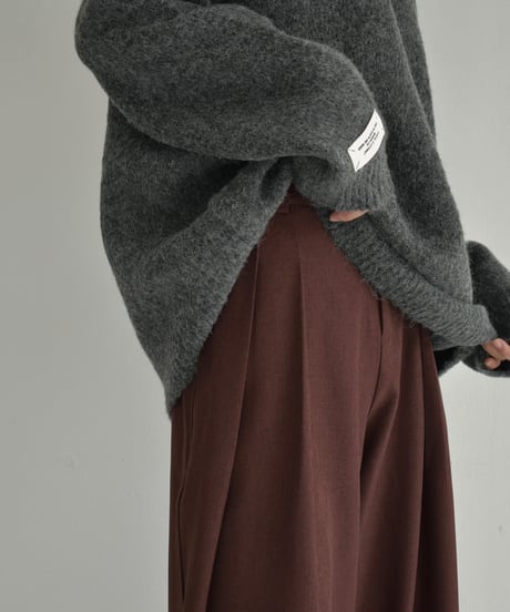 bottoms-02251　Intuck Wide Pants Brown Gray